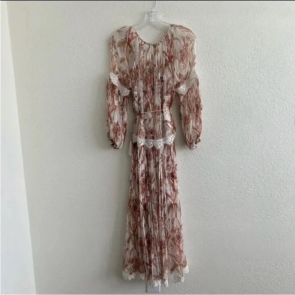 Zimmermann Oleander Floral Crinkled Slouch Silk Midi Dress - Picture 2 of 7